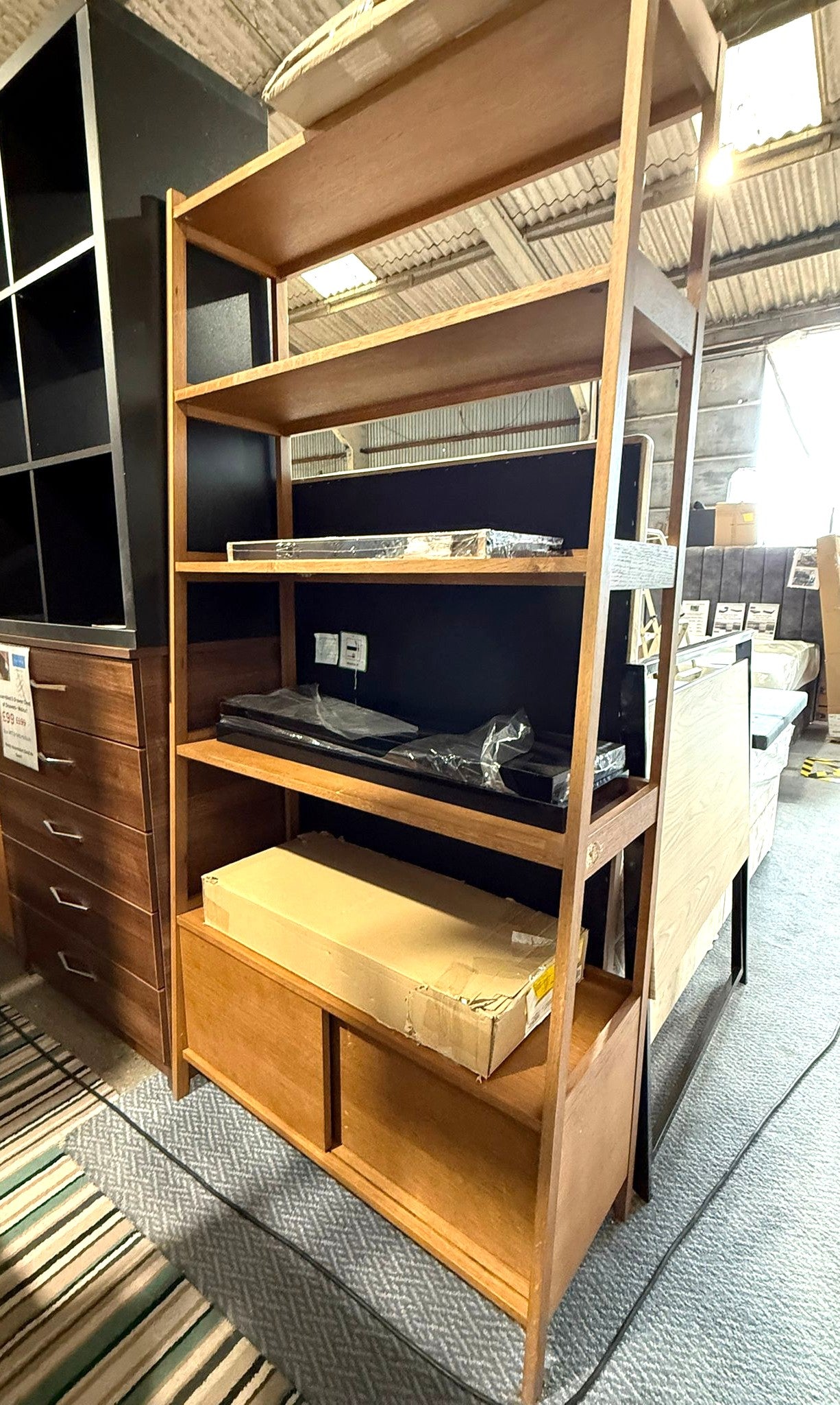 Assembled Habitat Marston Oak Veneer Bookcase - Walnut Stain